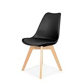 IHANA Dining Chair with Cushioned Pad Seat & Solid Beech Wood Legs for Mid Century Modern Dining Room Living Room Bedroom Kitchen & Lounge