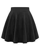 Auranso Girls Flared Skater Skirts High Waist School Uniform Skirt Stretch Pleated Plain Skirt for Kids Girls 5-13 Years Black White Navy Red Green