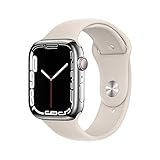 Apple Watch Series 7 (GPS + Cellular, 45MM) - Silver Stainless Steel Case with Starlight Sport Band (Renewed)