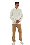 Lacoste High Neck 1/4 Zip-Up Logo Print Sweatshirt, Unisex Adults, XL, White, SH2735