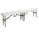 Bolero Centre Folding Bench White 6Ft Steel Table Commercial 440X1829X295Mm