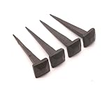 Hand Forged Handmade Traditional Pack of 4 Old Antique Rustic Square Head Black Iron Nails 3inch x 20mm - Door Furniture Decorative Studs Nails
