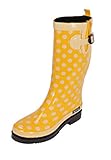 MADSea Ocean Women's Rubber Rain Polka Dot Mid Calf Wellington Boots Yellow Size EU 38, Size:5 UK