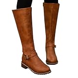 Clearance Women's Knee High Winter Boots - Plus Size & Mid Calf Zipper Boots with Low Heels, Thick Soles & Waterproof Design - Size UK 3-7.5