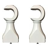 2Pcs Stable Wooden Stand Curtain Rod Firmly White Wood Curtain Brackets Smooth Edges Curtain Pole Wall Brackets for Bathroom Kitchen