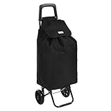 Rainberg 50Ltr Lightweight 2 Wheels Shopping Trolley, Hard Wearing & Foldaway Trendy Folding, Collapsible Push/Pull Carts for Easy Storage (Black)