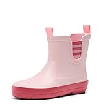 DREAM PAIRS Wellies for Kids Boys Girls Wellington Boots Waterproof Non-Slip Rain Boots for Kids Unisex Short Wellington Boots Toddler/Little Kid/Big Kid,Size 3.5 Toddler,Pink/Rose Red,SDRB2201K-E