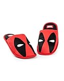 Marvel Deadpool Mens Slippers | Deadpool Mask Character Graphic Indoor Mules for Adults in Red Comics Superhero Slip On House Shoes | Wade Wilson Comic Book Movie Merchandise Gift