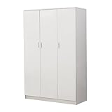 Panana 3 Door Wardrobe with Hanging Rail, 6 Shelves Storage Cupboard Closet, Triple Wardrobe for Bedroom Furniture (White)