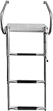 3 Step Diving Ladder with Fiberglass Swim Platform, Heavy Duty Collapsible Telescopic Drop Boat Ladders for Inboard/Rear Entry Pontoon/Skiff