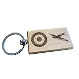 Ashton and Finch RAF Spitfire Keyring Gift – Wooden Laser Engraved Key Ring Keychain