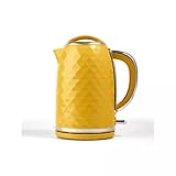 New Yellow Diamond Effect 1.7L Kettle Kitchen Appliance Textured Electric Rapid Boil Cordless Jug Kettle With Filter And Boil Dry Protection - D80
