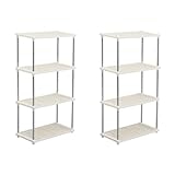 Youyijia 2PCS 4 Tier Plastic Shelving Units 80.5x41x22cm Storage Shelf Modern Standing Storage Rack for Kitchen Living Room Bathroom