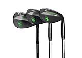 BombTech Premium Golf Wedge Set - 52, 56, 60 Degrees - Max Groove for Increased Spin - Black Wedges (Black)