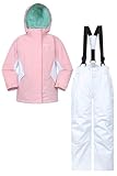 Mountain Warehouse Kids Ski Jacket & Trousers Set - Snowproof Ski Outfit, Front Pockets, Fleece Lined Skiwear, Integrated Snowskirt - Best for Winter Snowboarding Light Pink (01) Kids Size 7-8 Years