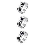 Holibanna 3pcs Panda Shape Adjustable Open for Women Creative Enamel Design Stackable Finger Jewelry Unique Daily Accessory for Girls for Fashion
