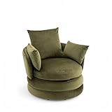Velvet Sage Green Swivel Cuddle Chair – Snuggle Chairs for Adults, Sage Green Chair for Living Room, Plush Snuggle Seats with Cushions