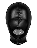 dPois Unisex Latex Shiny Metallic Opened Mouth Show Eyes Face Mask Cosplay Costume Hood Headgear Black E One Size