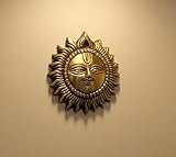 ESPLANADE Brass Sun Surya Wall Sculpture Hanging Décor 4 Inch Dia Golden
