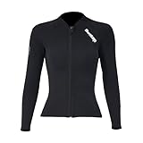 Owntop Wetsuit Jacket Women - 2mm Neoprene Wetsuit Top, Long Sleeve Front Zipper Wet Suit Vest for Scuba Diving Surfing Snorkeling Swimming, Women Black XXL