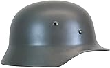 MJZYP Reproduction WW2 German Army M35 STEEL HELMET with Leather Liner Chin Strap (Gray)