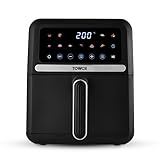 Tower T17186 Vortx Digital Air Fryer with Digital Colour Display, 11 Pre-set Cooking Options, Space Saving Design, 1500W, 5L, Black