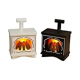 Gxsterd 2PCS Dollhouse Fireplace with Led Light Up Flame 1/12 Miniature Fireplace Battery Operated Vintage Dollhouse Furniture Accessories,White,Black