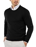 COOFANDY Men's Crew Neck Jumper Men Designer Jumpers Knitted Pullover Long Sleeve Winter Jumpers for Men Black M