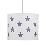 Stars Design Easy Fit Light Shade White with Grey Stars Ceiling Light Ceiling Lighting Boys Girls Bedroom Nursery Lightshade