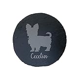 Personalised Yorkie Yorkshire Terrier Slate Coaster Animal Dog Gift for Him for Her (Round)