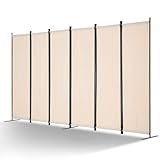 VEVOR Room Divider, 6 Panels Room Divider, Folding Privacy Screen and Portable Partition Divider for Room Separation, Freestanding Room Partitions for Office, Bedroom, Study, Beige