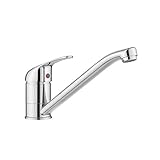 JASSFERRY Single Top Lever Kitchen Mixer Tap - Solid Brass Monobloc Design 360° Long Swivel Spout Chrome Polish Finish for Caravan & Home Sinks