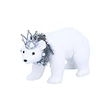 Gisela Graham Bristle Polar Bear in Crown Christmas Decoration