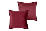 MIULEE Christmas Decorative Velvet Cushion Covers 45cm x 45cm Square Throw Pillowcases for Sofa Bedroom with Invisible Zipper 18x18 Inch Wine Red Sets of Two