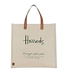 Harrods Embroidered Jute Grocery Shopper Bag Brown