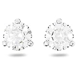 Swarovski Women's Solitaire Earrings, Pair of Pierced Stud Earrings with Crystals, Rhodium Plated, from the Swarovski Solitaire Collection