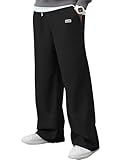 HAWILAND Baggy Sweatpants for Men Corduroy Wide Leg Casual Winter Jogging Pants Stretch Waist Drawstring with Pockets-Black-L
