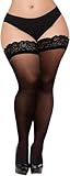 YOGINGO Sheer Lace Top Thigh High Stockings for Women - Silicone Bands Hold Up Lingerie Elegant and Comfortable （1 pair）