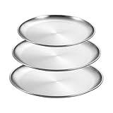 Stainless Steel Dinner Plates - Camping & Outdoor Tableware - 3 Round Trays for Kitchen