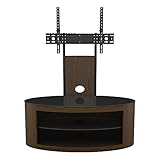 AVF Curved Wood TV Stand - Buckingham 1100mm Wide Floorstand Combi Unit Upto 65", Universal VESA Mount, Walnut & Black Glass, Open & Closed Storage