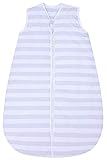 Snoozebag Child Toddler Sleeping Bag Size 6-10 Years 2.5 Tog Long 150cm With Side Zip Opening 100% Cotton Outer Nursery Sleepsack (Grey Stripe)