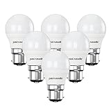 paul russells LED Light Bayonet Cap B22, 60w Equivalent, 6.5W 806 Lumens LED Bulbs, 2700K Bright Warm White, Mini Globe Frosted G45 BC Golf Ball Energy Saving (Not Dimmable) Lightbulbs, 6 Pack