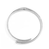 Women's Thick Chunky Metal Spring Open Necklace Creative Geometric Smooth Metal Water Drop Choker Necklace (Silver-1)