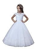 First Holy Communion Dress Lace Baptism Dresses for Girls 7-16 Junior Bridesmaid Wedding White