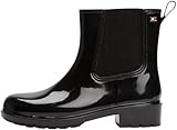 Tommy Hilfiger Women’s Hardware Glossy Rainboots, Black (Black), 5