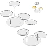 Girihe 2 Packs Acrylic Stand, Round Clear 3 Tier Acrylic Stands for Display, Ornament Stand for Action Figures Collectibles Gem Crystals and Small Cupcake