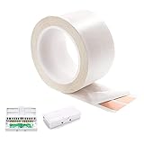 FROGBRO White Super Flat Wire Speaker Cable, Self Adhesive Speaker Wire Low Profile Can be hidden Tape cable, DIY Audio Cable + 2×Connectors, 2 Pure Copper Conductors, 2×1.0mm², 2.36" W x 25ft L