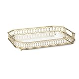 Bar Cart Tray, Decorative Mirrored Tray with Handles, Large Capacity Organizer, Gold