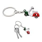 3D Italian Scooter Keyring - Realistic Design with Articulated Handlebar - Italian Flag on the Side - Durable Metal - Gift Idea for Men and Women - Accessories for Car, Motorcycle and Backpack,