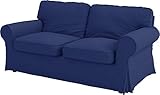 The Dense Cotton Ektorp Loveseat Cover Replacement is Custom Made Compatible for IKEA Ektorp Loveseat Sofa Slipcover (Dark Blue)